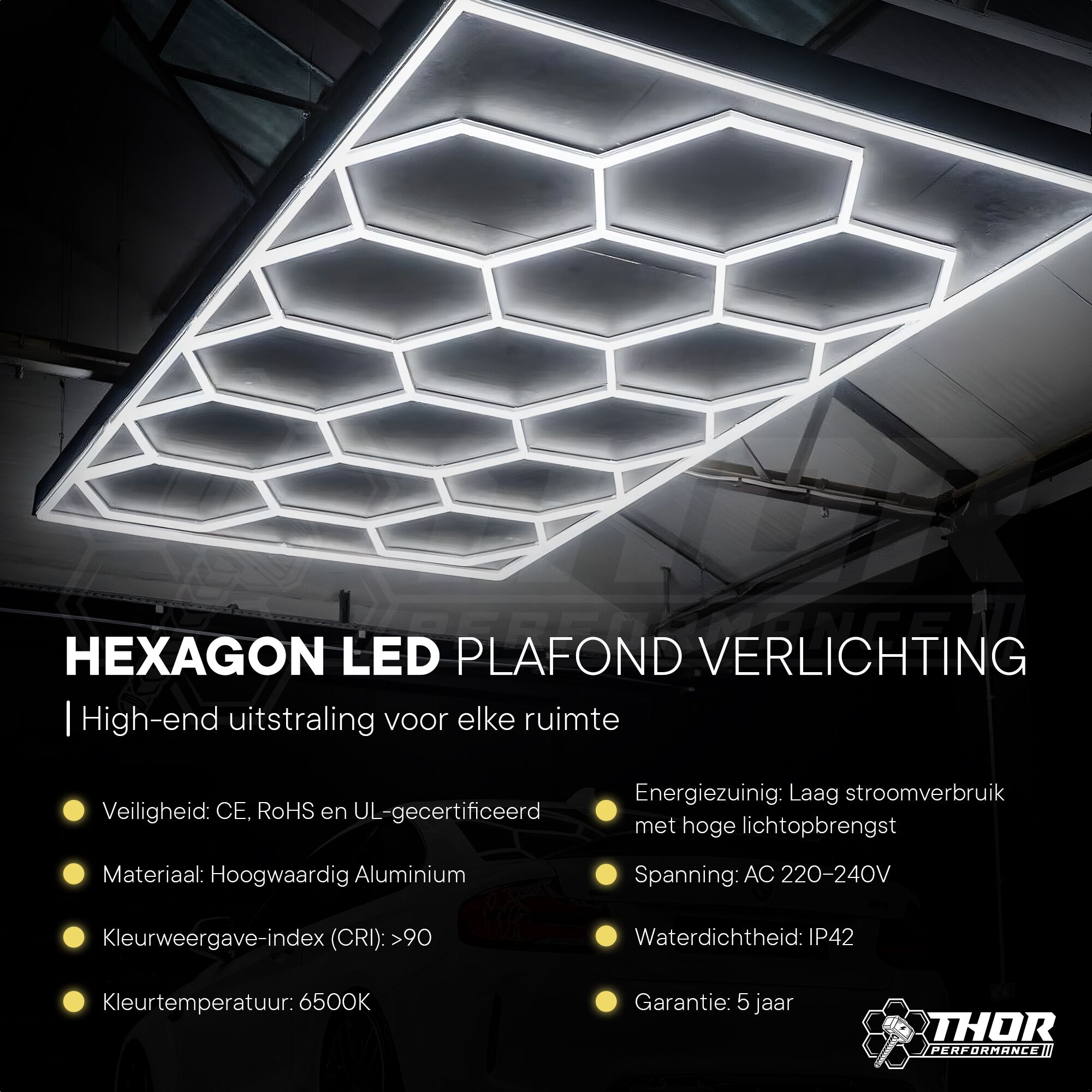 Hexagon plafond verlichting