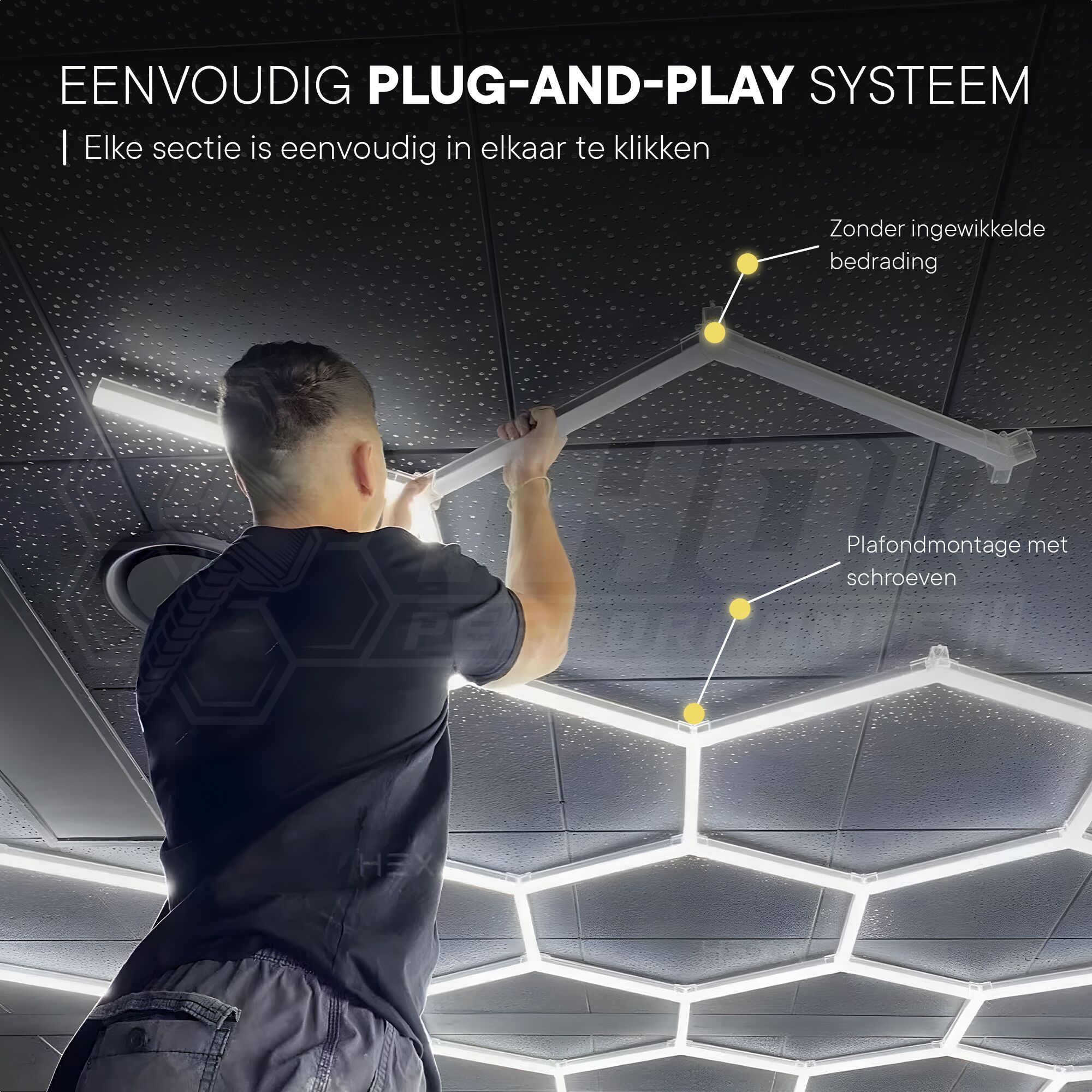 Hexagon plafond verlichting