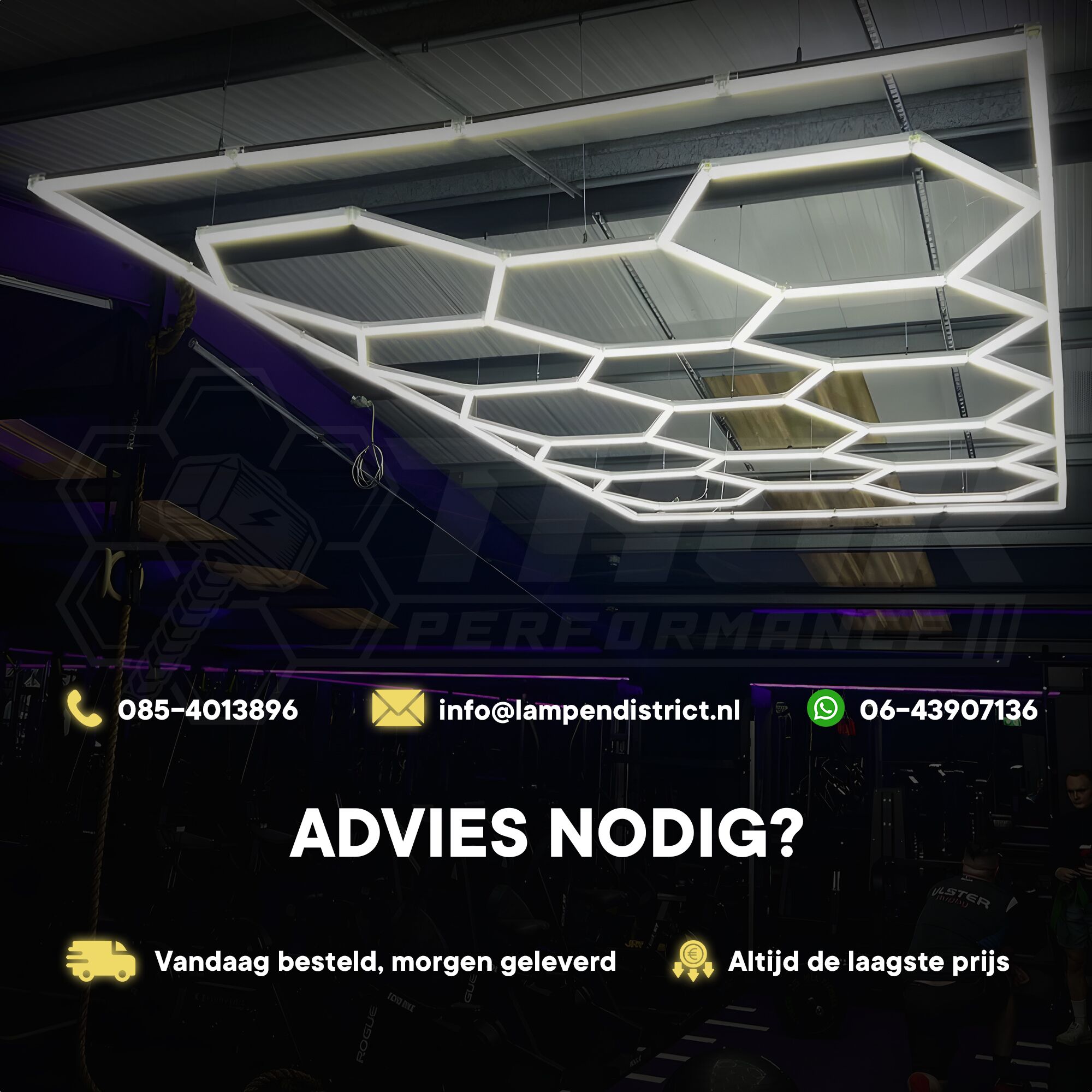 Hexagon plafond verlichting