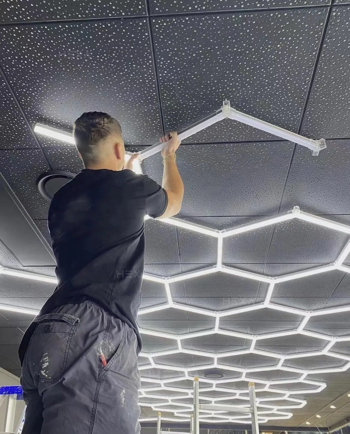Hexagon plafond verlichting