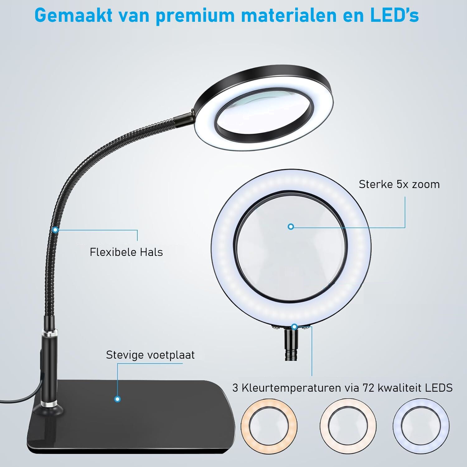 Loeplamp – 5x Vergroting & Dimbaar Licht - Afbeelding 4