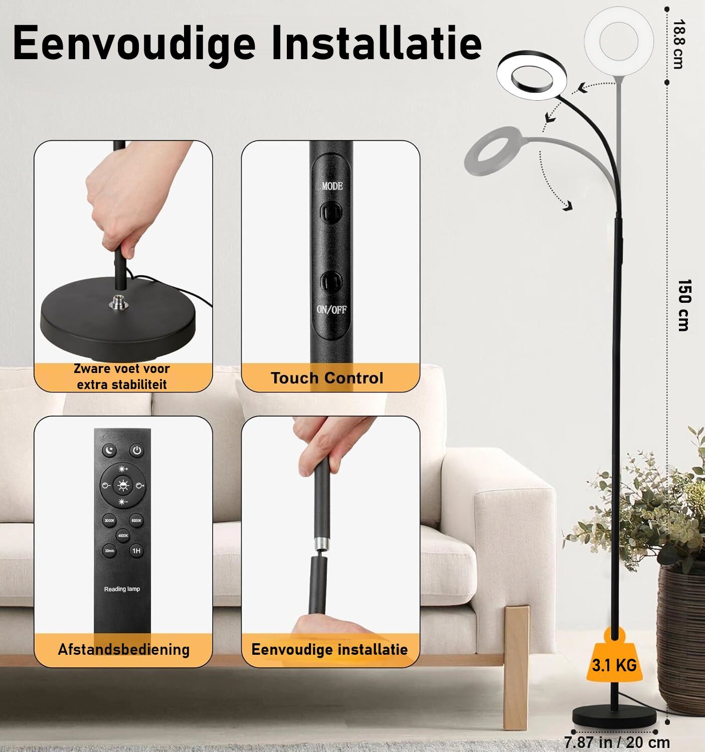 LED Vloerlamp Dimbaar